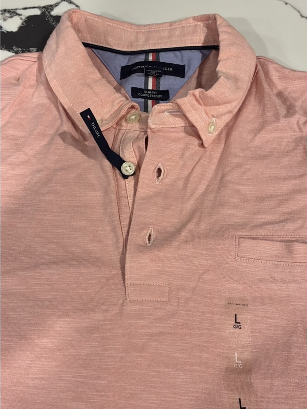 Tommy Hilfiger Men's Light Pink Button-Down Polo Shirt
